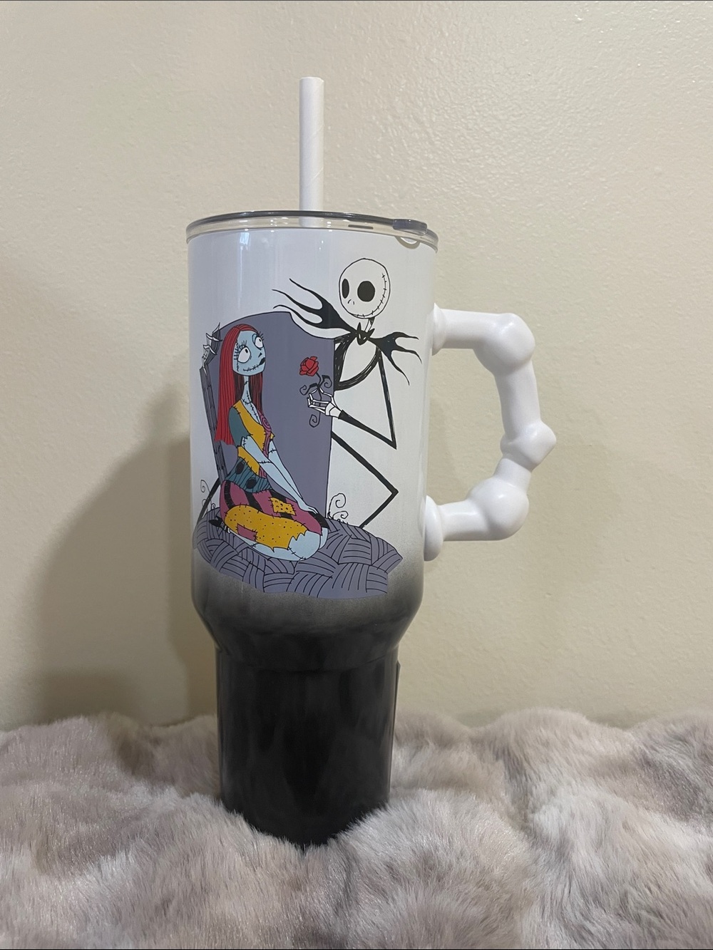 Disney Nightmare Before Christmas Stainless Travel Tumbler with Bone Handle
